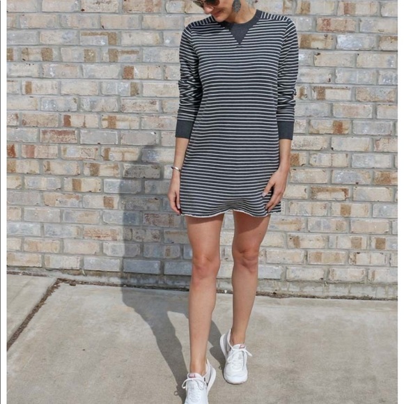 A&F | gray striped sweatshirt dress - Picture 2 of 6